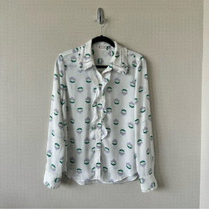 ARITZIA-“SUNDAY Best” CottageCore Floral Ruffle Front Ling Sleeve Blouse